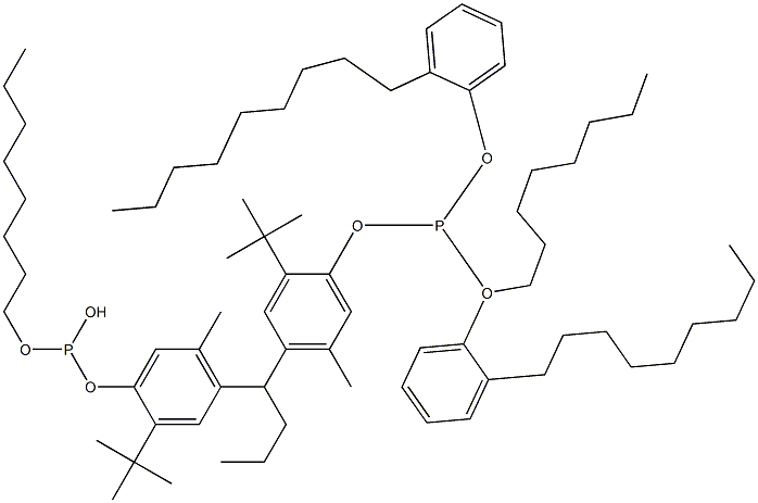 [Butylidenebis(2-tert-butyl-5-methyl-4,1-phenyleneoxy)]bis(phosphonous acid)O,O'-dioctyl O,O'-bis(2-nonylphenyl) ester 结构式