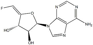 9-[[(2R,3R,4S,5E)-5-Fluoromethylene-3,4-dihydroxyoxolane]-2-yl]-9H-purin-6-amine 结构式