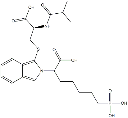 S-[2-(6-Phosphono-1-carboxyhexyl)-2H-isoindol-1-yl]-N-isobutyryl-L-cysteine 结构式