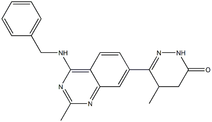 4,5-Dihydro-5-methyl-6-(2-methyl-4-benzylaminoquinazolin-7-yl)pyridazin-3(2H)-one 结构式