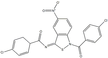 5-Nitro-1-(p-chlorobenzoyl)-3(1H)-(p-chlorobenzoyl)imino-2,1-benzisothiazole 结构式