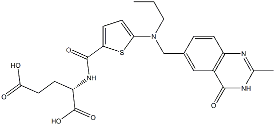 (2S)-2-[5-[N-Propyl-N-[[(3,4-dihydro-2-methyl-4-oxoquinazolin)-6-yl]methyl]amino]-2-thienylcarbonylamino]glutaric acid 结构式