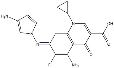 1-Cyclopropyl-4-oxo-5-amino-6-fluoro-7-(3-aminopyrrolizino)-1,4-dihydroquinoline-3-carboxylic acid 结构式