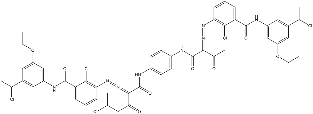 3,3'-[2-(1-Chloroethyl)-1,4-phenylenebis[iminocarbonyl(acetylmethylene)azo]]bis[N-[3-(1-chloroethyl)-5-ethoxyphenyl]-2-chlorobenzamide] 结构式