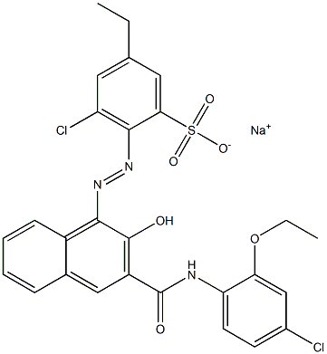 3-Chloro-5-ethyl-2-[[3-[[(4-chloro-2-ethoxyphenyl)amino]carbonyl]-2-hydroxy-1-naphtyl]azo]benzenesulfonic acid sodium salt 结构式