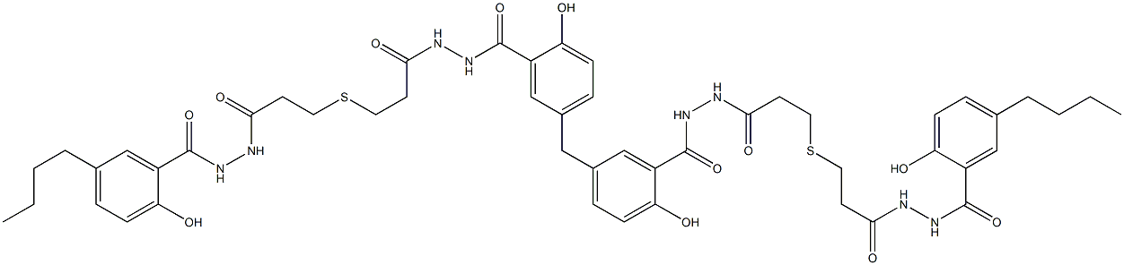 5,5'-Methylenebis[N'-[3-[[2-[[N'-(5-butylsalicyloyl)hydrazino]carbonyl]ethyl]thio]propionyl]salicylic hydrazide] 结构式