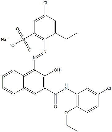 3-Chloro-5-ethyl-6-[[3-[[(3-chloro-6-ethoxyphenyl)amino]carbonyl]-2-hydroxy-1-naphtyl]azo]benzenesulfonic acid sodium salt 结构式