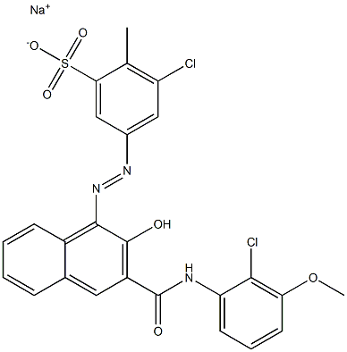 3-Chloro-2-methyl-5-[[3-[[(2-chloro-3-methoxyphenyl)amino]carbonyl]-2-hydroxy-1-naphtyl]azo]benzenesulfonic acid sodium salt 结构式