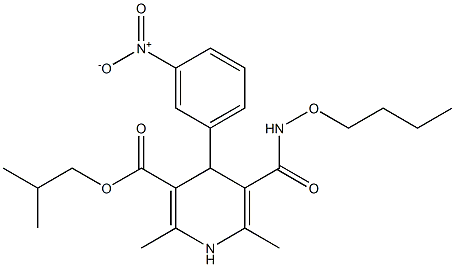 2,6-Dimethyl-4-(3-nitrophenyl)-5-[(butoxyamino)carbonyl]-1,4-dihydropyridine-3-carboxylic acid 2-methylpropyl ester 结构式