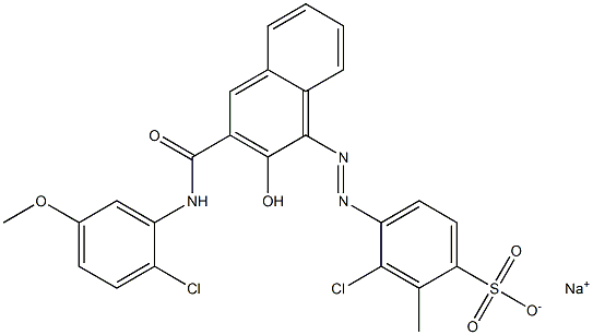 3-Chloro-2-methyl-4-[[3-[[(2-chloro-5-methoxyphenyl)amino]carbonyl]-2-hydroxy-1-naphtyl]azo]benzenesulfonic acid sodium salt 结构式