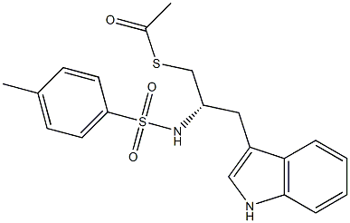 3-[(2S)-2-(4-Methylphenylsulfonylamino)-3-acetylthiopropyl]-1H-indole 结构式