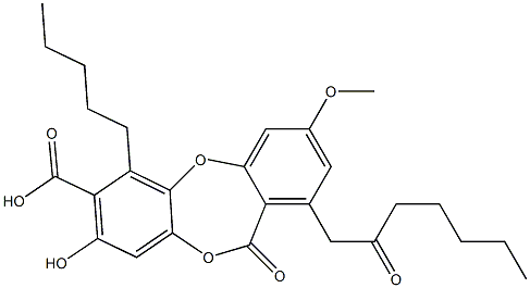 8-Hydroxy-3-methoxy-11-oxo-1-(2-oxoheptyl)-6-pentyl-11H-dibenzo[b,e][1,4]dioxepin-7-carboxylic acid 结构式