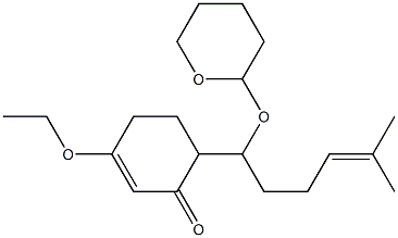 3-Ethoxy-6-[1-(tetrahydro-2H-pyran-2-yl)oxy-5-methyl-4-hexenyl]-2-cyclohexen-1-one 结构式