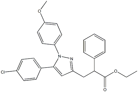 2-Phenyl-3-[[1-(4-methoxyphenyl)-5-(4-chlorophenyl)-1H-pyrazol]-3-yl]propanoic acid ethyl ester 结构式