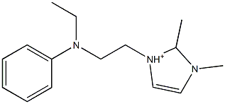 1-[2-(N-Ethylanilino)ethyl]-2,3-dimethyl-1H-imidazol-1-ium 结构式