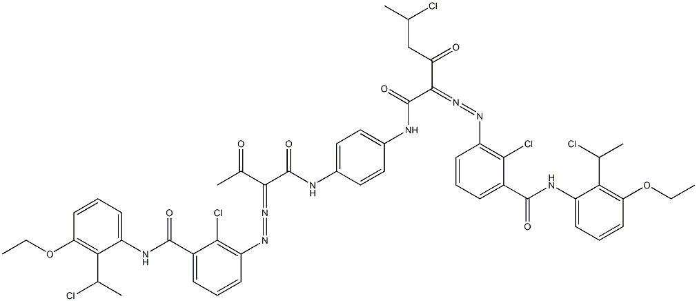 3,3'-[2-(1-Chloroethyl)-1,4-phenylenebis[iminocarbonyl(acetylmethylene)azo]]bis[N-[2-(1-chloroethyl)-3-ethoxyphenyl]-2-chlorobenzamide] 结构式