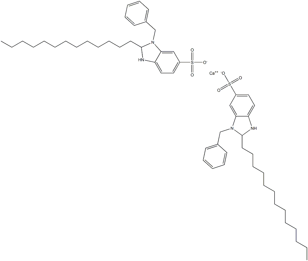 Bis(1-benzyl-2,3-dihydro-2-tridecyl-1H-benzimidazole-6-sulfonic acid)calcium salt 结构式