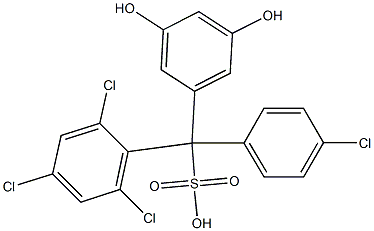 (4-Chlorophenyl)(2,4,6-trichlorophenyl)(3,5-dihydroxyphenyl)methanesulfonic acid 结构式