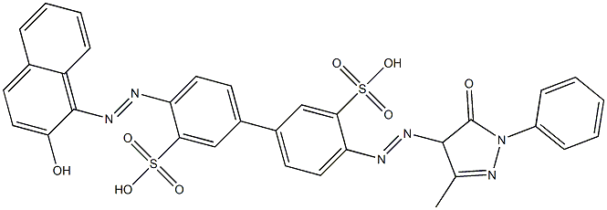 4-(2-Hydroxy-1-naphtylazo)-4'-(4,5-dihydro-1-phenyl-3-methyl-5-oxo-1H-pyrazol-4-ylazo)biphenyl-3,3'-disulfonic acid 结构式