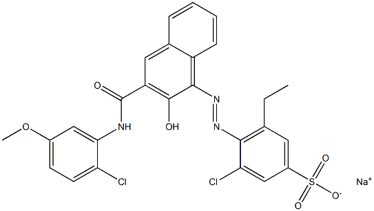 3-Chloro-5-ethyl-4-[[3-[[(2-chloro-5-methoxyphenyl)amino]carbonyl]-2-hydroxy-1-naphtyl]azo]benzenesulfonic acid sodium salt 结构式