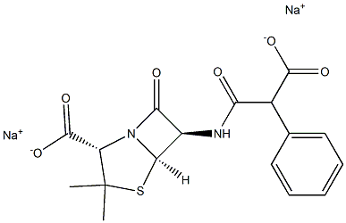 6-(2-Carboxy-2-phenylacetylamino)penicillanic acid disodium salt 结构式