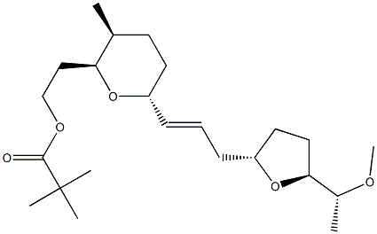 (2S,3S,6R)-3-Methyl-2-[2-(2,2-dimethylpropionyloxy)ethyl]-6-[(E)-3-[[(2S,5S)-5-[(R)-1-methoxyethyl]tetrahydrofuran]-2-yl]-1-propenyl]tetrahydro-2H-pyran 结构式