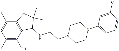 2,3-Dihydro-3-[2-[4-(3-chlorophenyl)-1-piperazinyl]ethylamino]-2,2,5,7-tetramethyl-1H-inden-4-ol 结构式