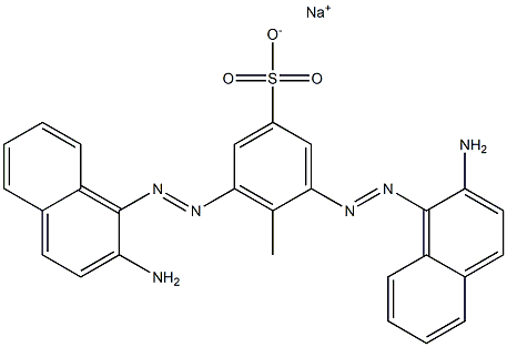 3,5-Bis[(2-amino-1-naphthalenyl)azo]-4-methylbenzenesulfonic acid sodium salt 结构式
