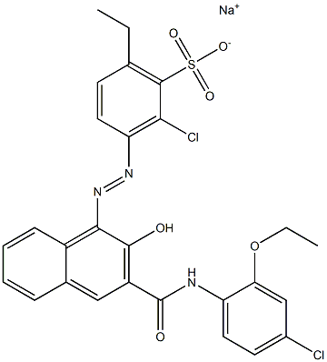 2-Chloro-6-ethyl-3-[[3-[[(4-chloro-2-ethoxyphenyl)amino]carbonyl]-2-hydroxy-1-naphtyl]azo]benzenesulfonic acid sodium salt 结构式