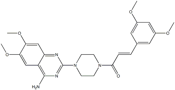 4-Amino-2-[4-[3-(3,5-dimethoxyphenyl)propenoyl]-1-piperazinyl]-6,7-dimethoxyquinazoline 结构式