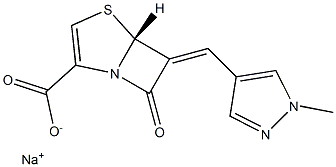 (5R)-7-Oxo-6-[(1-methyl-1H-pyrazol-4-yl)methylene]-4-thia-1-azabicyclo[3.2.0]hept-2-ene-2-carboxylic acid sodium salt 结构式