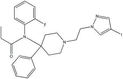 N-(2-Fluorophenyl)-N-[1-(2-(4-iodo-1H-pyrazol-1-yl)ethyl)-4-phenylpiperidin-4-yl]propanamide 结构式