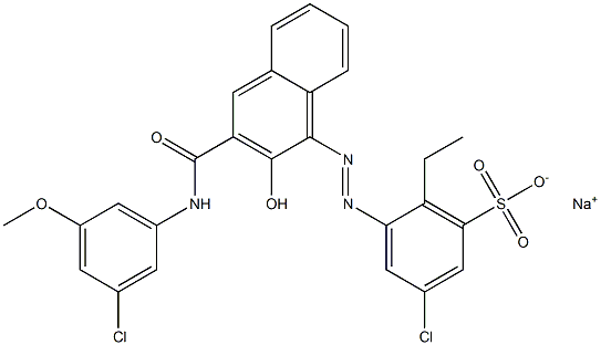 3-Chloro-6-ethyl-5-[[3-[[(3-chloro-5-methoxyphenyl)amino]carbonyl]-2-hydroxy-1-naphtyl]azo]benzenesulfonic acid sodium salt 结构式