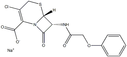 (6R,7R)-7-[(Phenoxyacetyl)amino]-3-chloro-8-oxo-5-thia-1-azabicyclo[4.2.0]oct-2-ene-2-carboxylic acid sodium salt 结构式