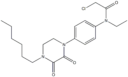 2-Chloro-4'-(2,3-dioxo-4-hexylpiperazino)-N-ethylacetanilide 结构式