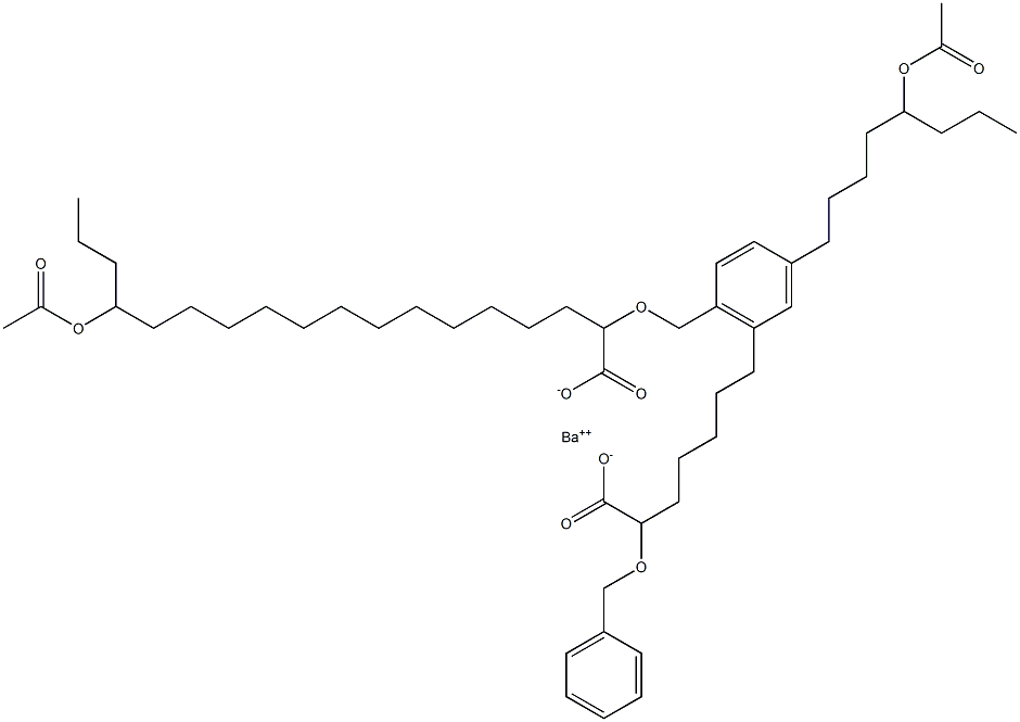 Bis(2-benzyloxy-15-acetyloxystearic acid)barium salt 结构式