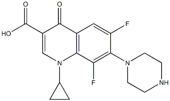 1-Cyclopropyl-4-oxo-6,8-difluoro-7-piperazino-1,4-dihydroquinoline-3-carboxylic acid 结构式
