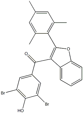 3,5-Dibromo-4-hydroxyphenyl 2-(2,4,6-trimethylphenyl)-3-benzofuranyl ketone 结构式