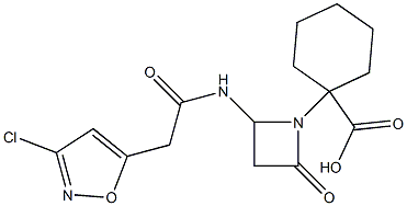 1-[2-Oxo-4-[2-(3-chloroisoxazol-5-yl)acetylamino]azetidin-1-yl]cyclohexane-1-carboxylic acid 结构式