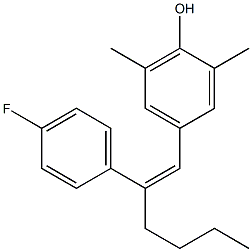 4-[2-(4-Fluorophenyl)-1-hexenyl]-2,6-dimethylphenol 结构式