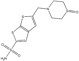 5-[[(Thiomorpholine 1-oxide)-4-yl]methyl]thieno[2,3-b]thiophene-2-sulfonamide 结构式