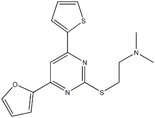 2-(2-Dimethylaminoethylthio)-4-(2-furanyl)-6-(2-thienyl)pyrimidine 结构式