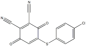 5-(4-Chlorophenyl)thio-2,3-dicyano-1,4-benzoquinone 结构式