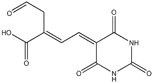 2-(2-Oxoethyl)-4-[(hexahydro-2,4,6-trioxopyrimidin)-5-ylidene]-2-butenoic acid 结构式