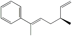 [S,5E,(+)]-3-Methyl-6-phenyl-1,5-heptadiene 结构式