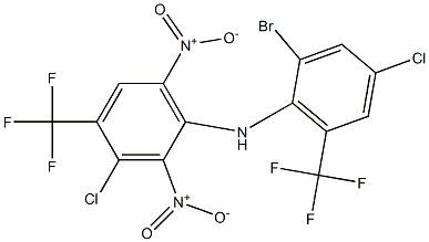 3-Chloro-4-trifluoromethyl-2,6-dinitro-N-[2-bromo-4-chloro-6-trifluoromethylphenyl]benzenamine 结构式