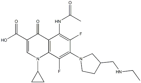 1,4-Dihydro-1-cyclopropyl-6,8-difluoro-5-(acetylamino)-7-[3-[(ethylamino)methyl]pyrrolidin-1-yl]-4-oxoquinoline-3-carboxylic acid 结构式