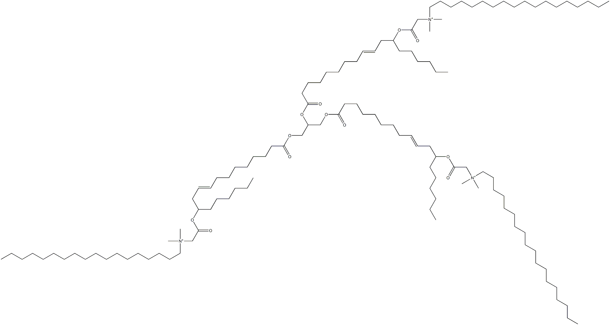 2,2',2''-[[(Propane-1,2,3-triyltrisoxy)tris(1-hexyl-12-oxo-3-dodecene-12,1-diyl)]trisoxy]tris(N,N-dimethyl-N-octadecyl-2-oxoethanaminium) 结构式