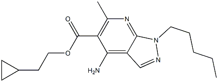 1-Pentyl-4-amino-6-methyl-1H-pyrazolo[3,4-b]pyridine-5-carboxylic acid 2-cyclopropylethyl ester 结构式