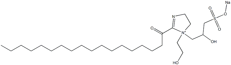 1-(2-Hydroxyethyl)-1-[2-hydroxy-3-(sodiooxysulfonyl)propyl]-2-stearoyl-2-imidazoline-1-ium 结构式